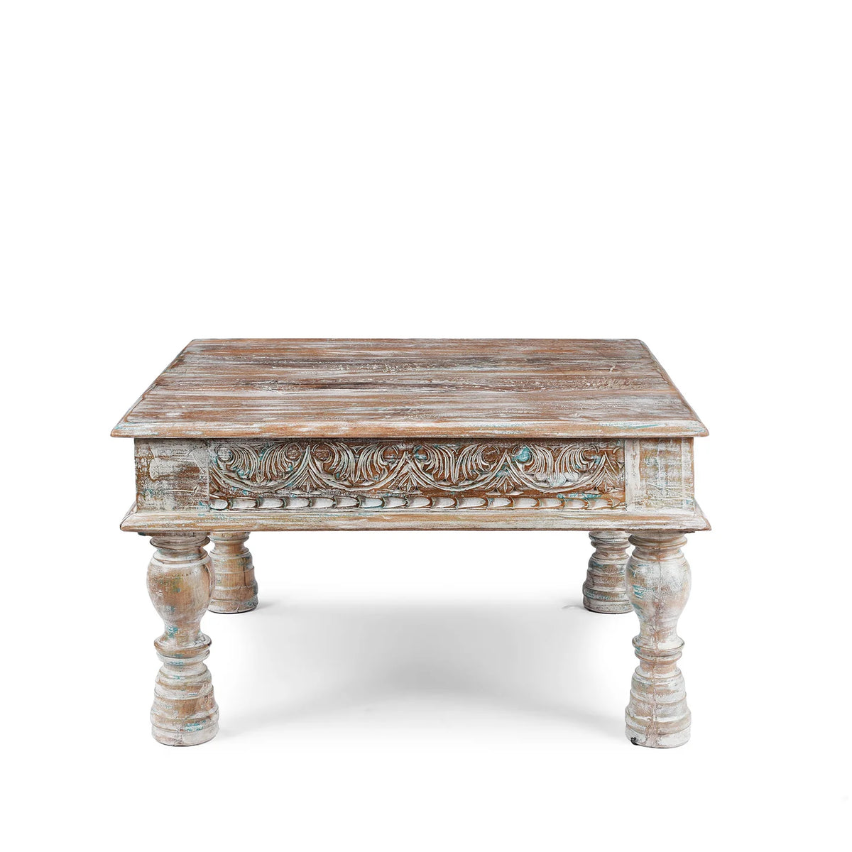 Takhat Indian Salvage Reclaimed Wood Hand Carved Coffee Table C58