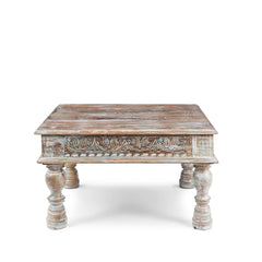Takhat Indian Salvage Reclaimed Wood Hand Carved Coffee Table C58