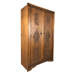 Indian Hand Carved Solid Wooden Cupboard Wardrobe D41