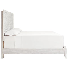 Urban Loft Handmade Solid Mango Wood Carved Bed Frame White