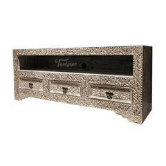Indian Hand Carved Solid Wooden TV Unit 02