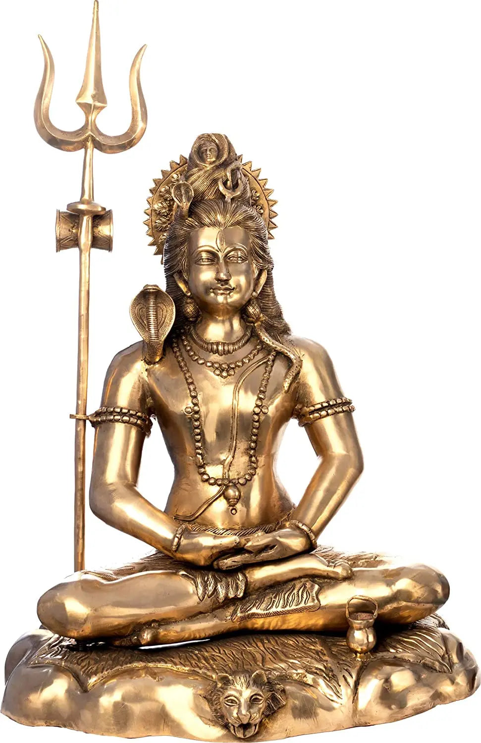 Indian Lord Shiva Meditating Brass Statue