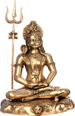 Indian Lord Shiva Meditating Brass Statue