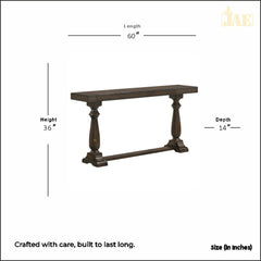 French Provincial Style Pillar Console Table Walnut