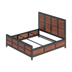 Miller Industrial Indian Solid Wood Iron Platform Bed