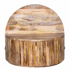 Hand Carved Solid Wood Round Coffee Table With Storage C2