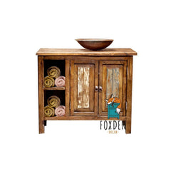 Indian Reclaimed Hand Carved Reclaimed Wood Bathroom Vanity V01