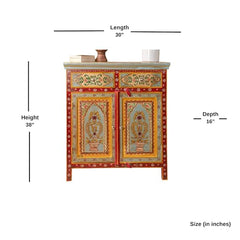 Pandora Hand Painted Indian Solid Wood 2 Drawer Buffet Cabinet