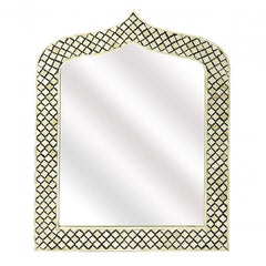 Maaya Bone Inlay Mirror Frame Black Geometric Pattern