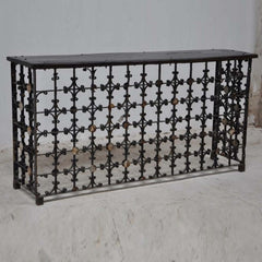 Antique Metal Jali Panel Console Hall Table Black