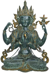 Indian Brass Tibetan Buddhist Buddha In Brass Statue