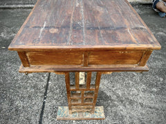 Antique Vintage Indian Hand Carved Solid Wood Console Hall Table