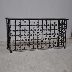 Antique Metal Jali Panel Console Hall Table Black