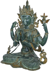 Indian Brass Tibetan Buddhist Buddha In Brass Statue