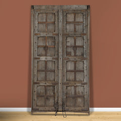 Indian Vintage Antique Hand Carved Reclaimed Wood Door Panel 99