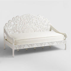 Mughal Garden Hand Carved Jali Daybed White Large