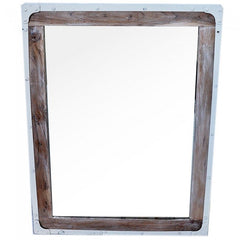 Angle Industrial Wall Bathroom Mirror Frame White 90cm