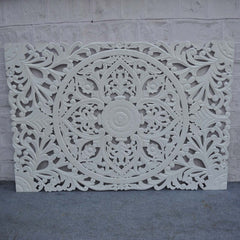 Dynasty Carved Panel Bedhead White