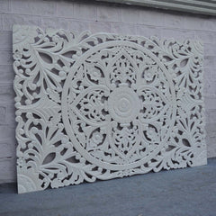 Dynasty Carved Panel Bedhead White