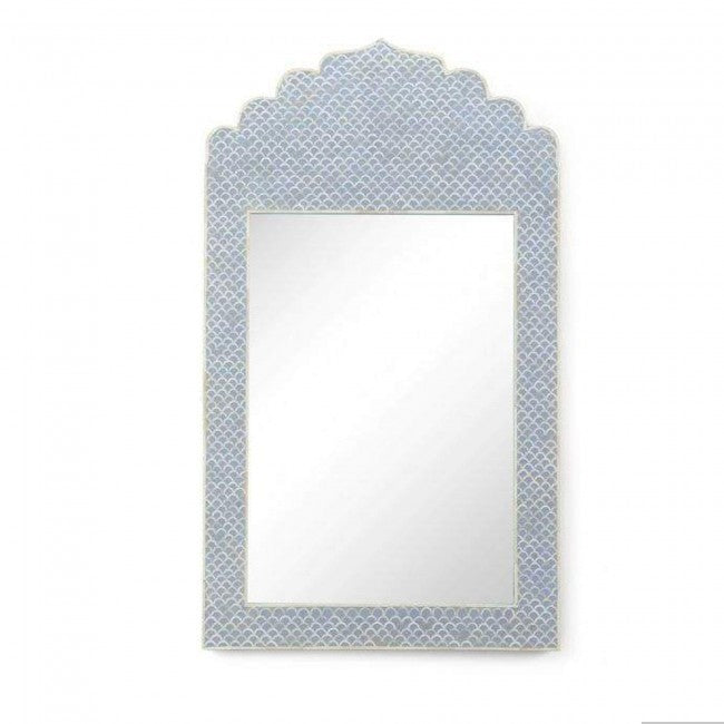 Maaya Bone Inlay Mirror Frame Blue Fish Scale Pattern