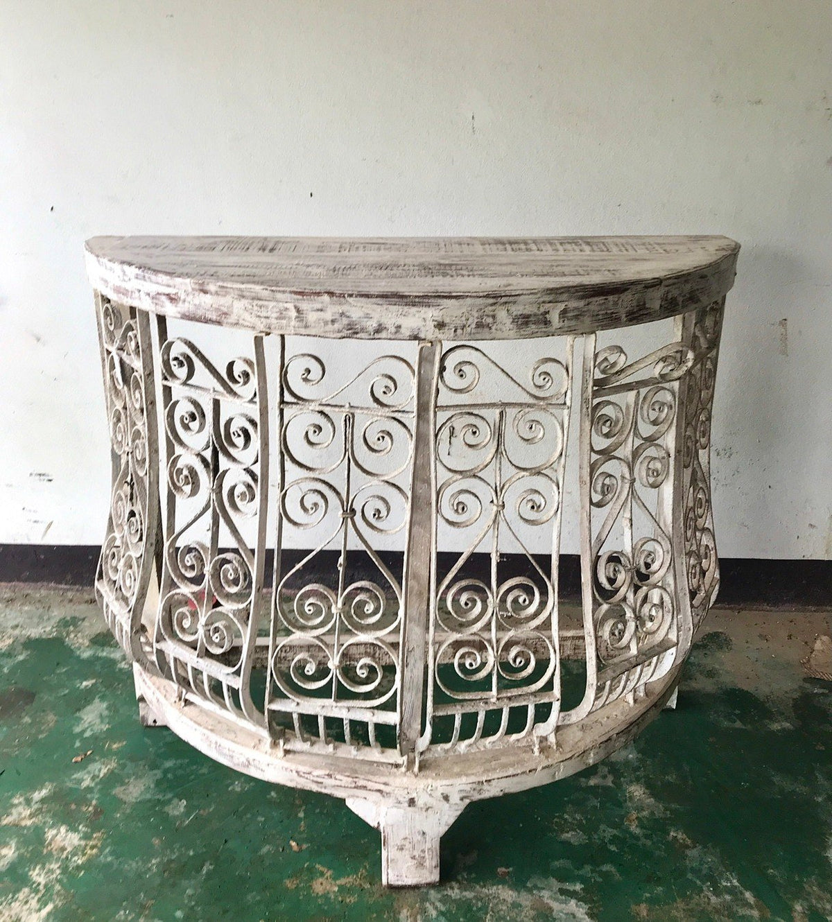Angle Industrial Iron With Solid Wood Console Hall Table