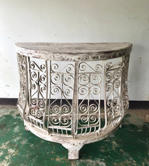 Angle Industrial Iron With Solid Wood Console Hall Table