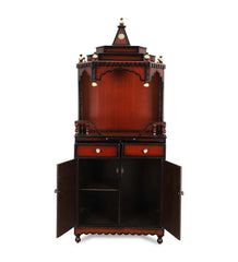 Large Sized Handmade Solid Wood Home Temple In Brown