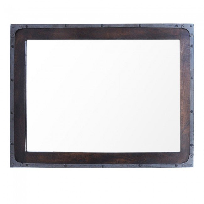 Angle Industrial Wall Bathroom Mirror Frame Chocolate 90cm