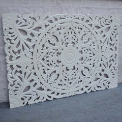 Dynasty Carved Panel Bedhead White