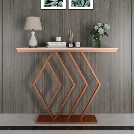 The Attic Olga Chic Marble and Metal Console Table Copper