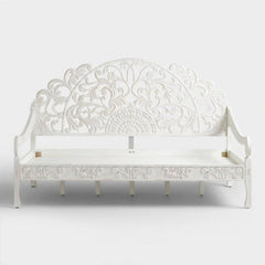 Mughal Garden Hand Carved Jali Daybed White Small