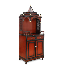 Large Sized Handmade Solid Wood Home Temple In Brown