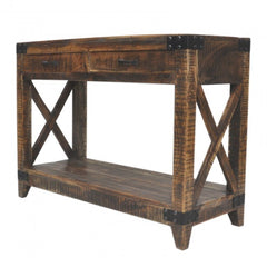 Metal Factory Timber Console Table Brown