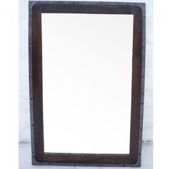 Angle Industrial Wall Bathroom Mirror Frame Chocolate 90cm