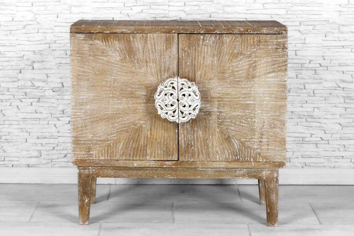 Indian Hand Carved Solid Wood Cabinet Natural 07