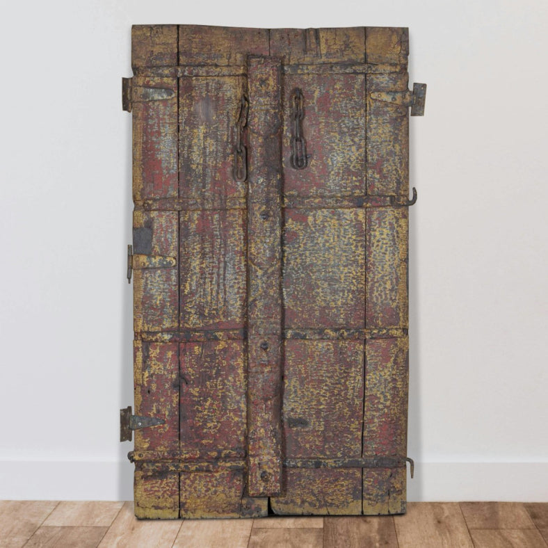 Indian Vintage Antique Hand Carved Reclaimed Wood Door Panel 100