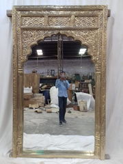 Mehrab Carved Mirror Frame With Golden Finish 180x220 cm  -  