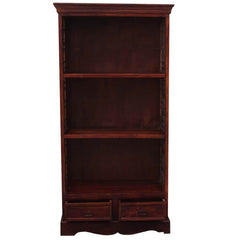 Cupertino 3 Open Shelf Rustic Solid Wood Office Bookcase With Drawers