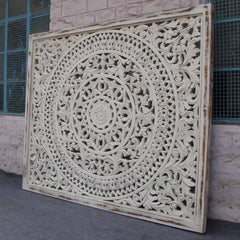 Dynasty Carved Panel Bedhead Whitewash