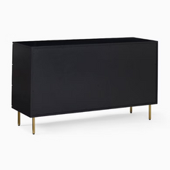 The Attic Lisbon Wood and Cane Sideboard Chest of Drawer Black