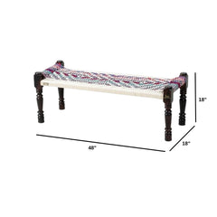 Indian Solid Wood Handmade Rajasthani Charpai Bench Khat Manjhi Woven Charpai Daybed