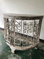 Angle Industrial Iron With Solid Wood Console Hall Table