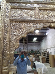 Mehrab Carved Mirror Frame With Golden Finish 180x220 cm  -  