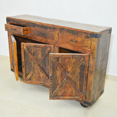 Metal Factory Industrial Sideboard on Wheels Brown