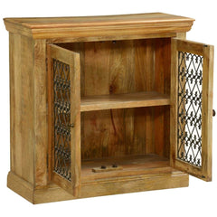 Jali Grille Mango Wood Freestanding Storage Cabinet Natural