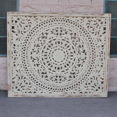 Dynasty Carved Panel Bedhead Whitewash