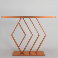 The Attic Olga Chic Marble and Metal Console Table Copper