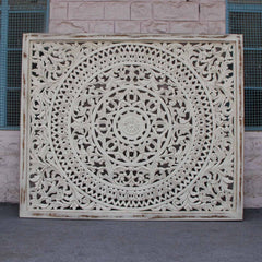 Dynasty Carved Panel Bedhead Whitewash