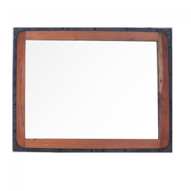 Angle Industrial Wall Bathroom Mirror Frame Natural 90cm