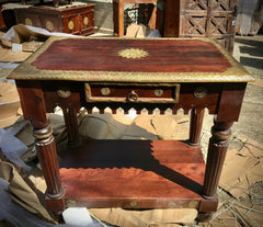 Antique Indian Solid Wood With Brass Work Rajasthan Console Table